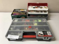 Three boxes of fly tie tools,