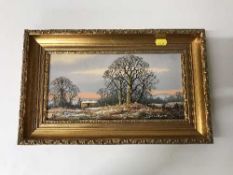 A gilt framed oil on panel by Vincent Selby, winter landscape,