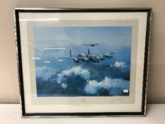 A framed print of a Lancaster Bomber after Robert Taylor,