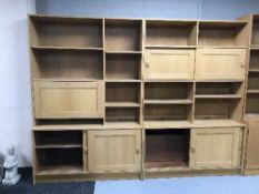 A late 20th century twin section bureau bookcase