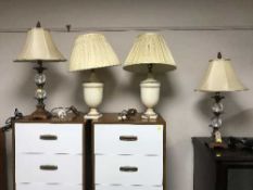 Two pairs of contemporary table lamps with shades