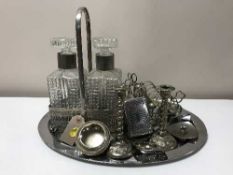 A tray of 20th century plated ware, cutlery, candlesticks,