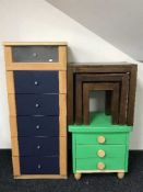 A narrow six drawer chest,