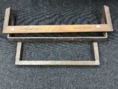 Three antique copper fire curbs