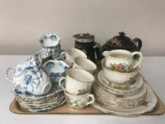 A tray containing antique Balmoral china tea service, together with one other,