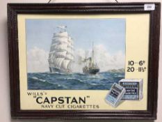 Two mid 20th century cigarette advertisements - Capstone Navy Cut and Wills Woodbines