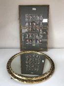 A gilt framed mirror and set of framed Wills cigarette cards - Cinema Stars second series 1928