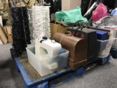 Four sewing machines, coat hangers,