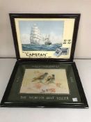 Two mid 20th century cigarette advertisements - Capstone Navy Cut and Wills Woodbines