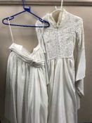 A full rail of wedding dresses