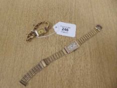 A gents vintage gold rectangular cased wristwatch, circa 1940's,