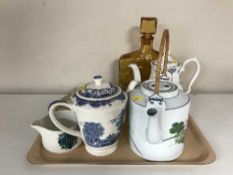 Three 1970's glass vases, Royal Tudor teapot,