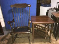 A beech framed rocking chair,