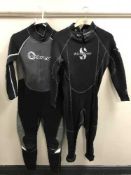 A part rail of wet suits, outdoor coats,