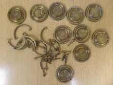 An unusual set of 10 Georgian brass plates and draw handles commemorating Lord Nelson and the
