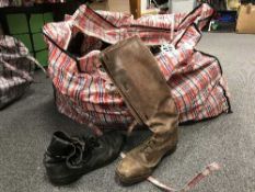 Seven boxes of army boots,