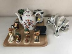 Four Hummel figures, pin dish,