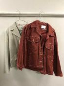 A full rail of lady's jackets, leather jackets,