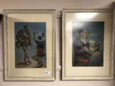 A pair of continental watercolour drawings depicting musicians and dancing figures