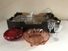 Two boxes containing a quantity of assorted glassware,