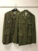 A full rail of military uniforms,