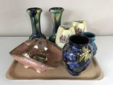 A tray of Royal Winton lustre basket, West German jug, pair of Winton vases,