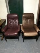 Two adjustable leather armchairs