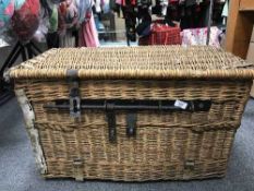 Three wicker wardrobe trunks