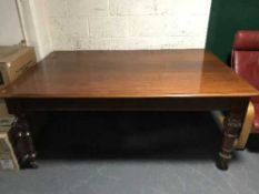 A Victorian library table fitted two drawers
