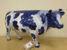 An impressive extra large Delft china figure of a bull,