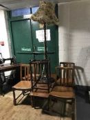 An oak standard lamp, stick stand,