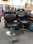 Four black make-up chairs