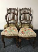A pair of balloon back chairs and a pair of mahogany chairs