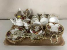 Two trays of Royal Albert Old Country Roses china