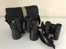 A set of cased Oloticron Polerex II binoculars together with pair of Hawke binoculars