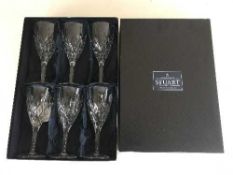 Two boxes of six Stuart lead crystal wine glasses