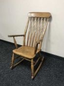 A Victorian elm rocking chair