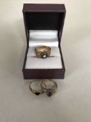 Three 9ct gold lady's dress rings