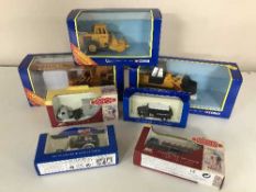 Seven boxed die cast vehicles including Corgi Mobile Crane and KS loader,