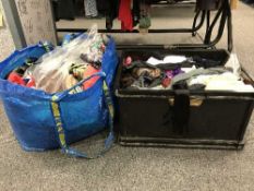 Three bags and boxes of head scarves,