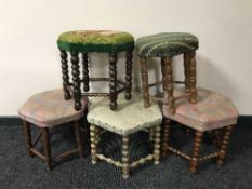 Six hexagonal footstools