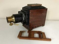 A vintage wooden cased Magic Lantern