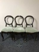 Three Victorian balloon back chairs