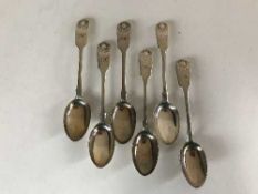 A set of six sterling silver teaspoons with initials