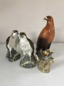 Three White and Mackay Beneagles Scotch Whisky Decanters; two Ospreys and a Golden Eagle,