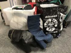 Five boxes of foot wear, shoes,