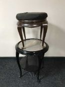 A dressing table stool and occasional table