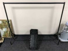 A boxed Performance compound saw and plastic modular shelving,