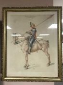 After Albrecht Durer : Gilt framed colour print depicting an armored soldier on horseback