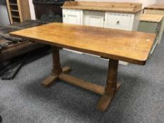 A Peter 'Rabbit Man' Heap 5' oak refectory dining table (the top later)